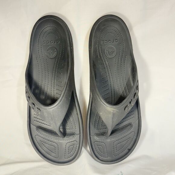 Crocs  Baya Black Flip Flop Sandals size 13 - Picture 1 of 4